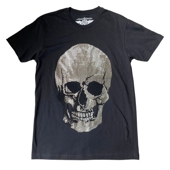 Rush Couture Other - Rush Couture Rhinestone Skull Men Tee Bling T-shirt Size M Black Grunge Goth NWT